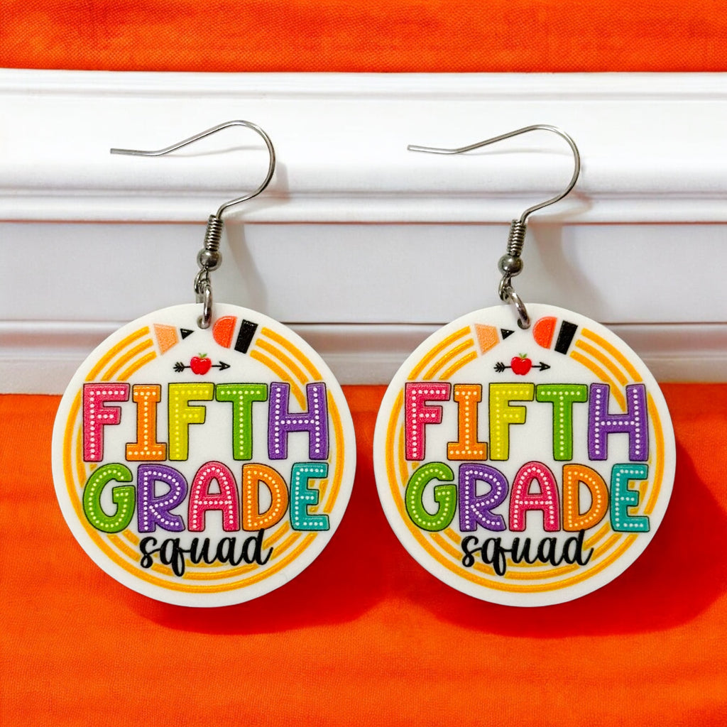 Fifth Grade Squad Teacher Earrings