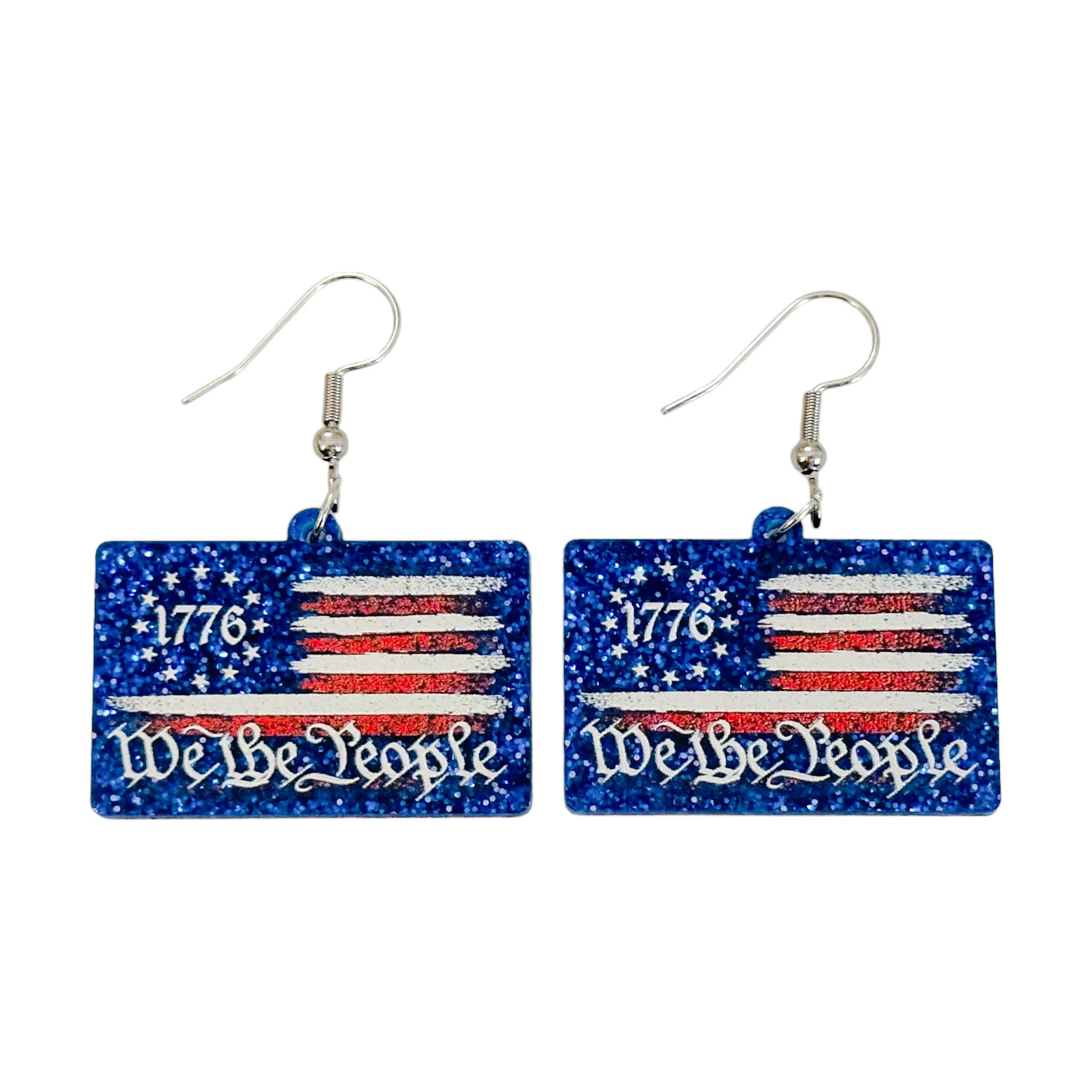 We The People 1776 American Flag Earrings
