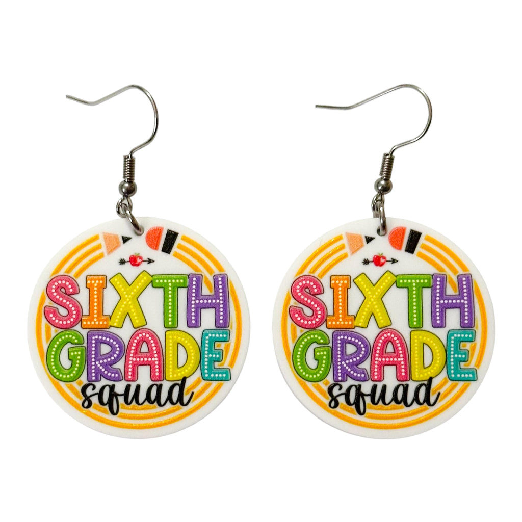 Sixth Grade Squad Teacher Earrings
