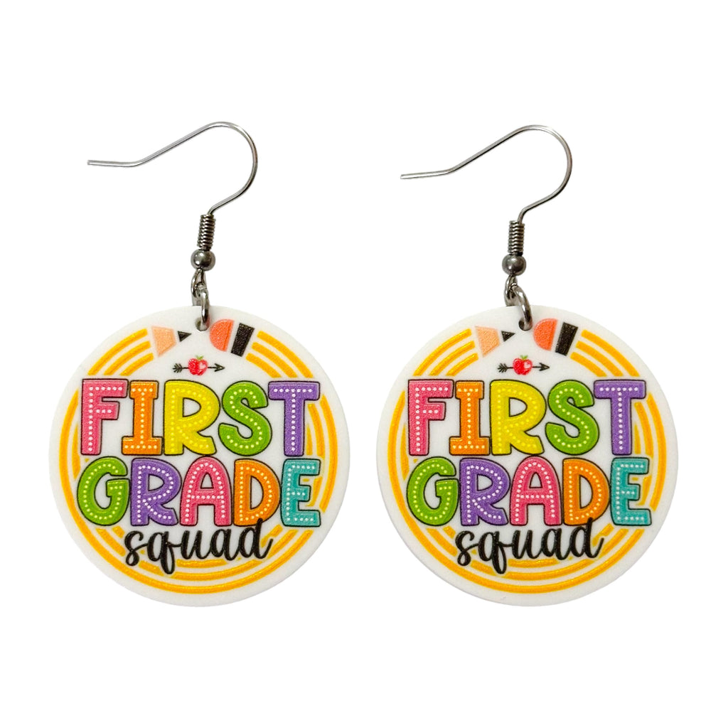 First Grade Squad Teacher Earrings