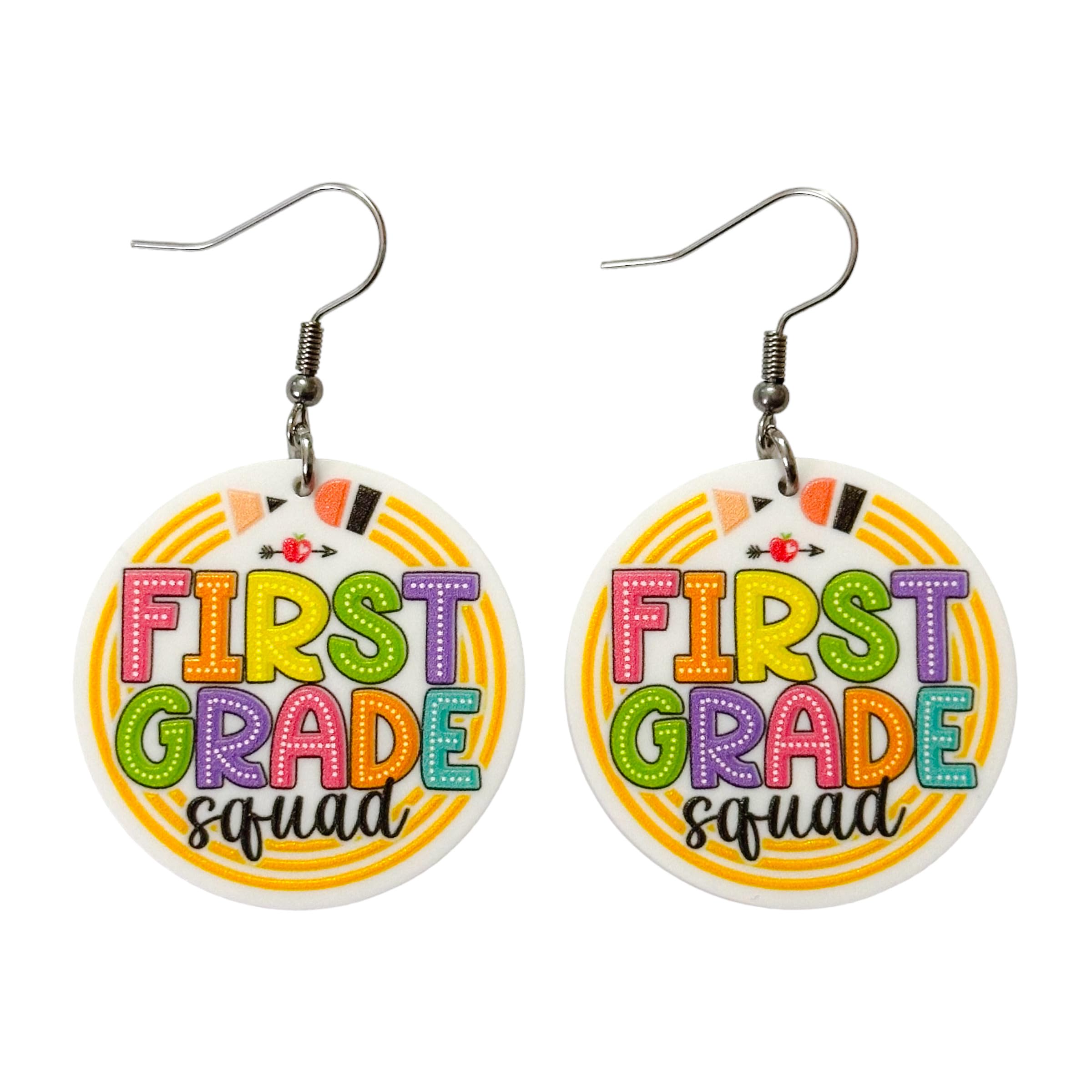 First Grade Squad Teacher Earrings