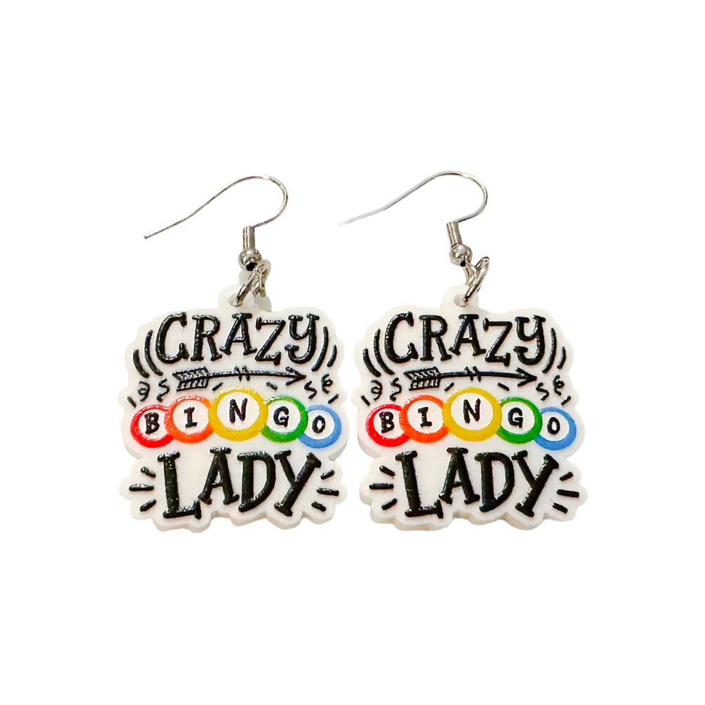 Crazy Bingo Lady Earrings