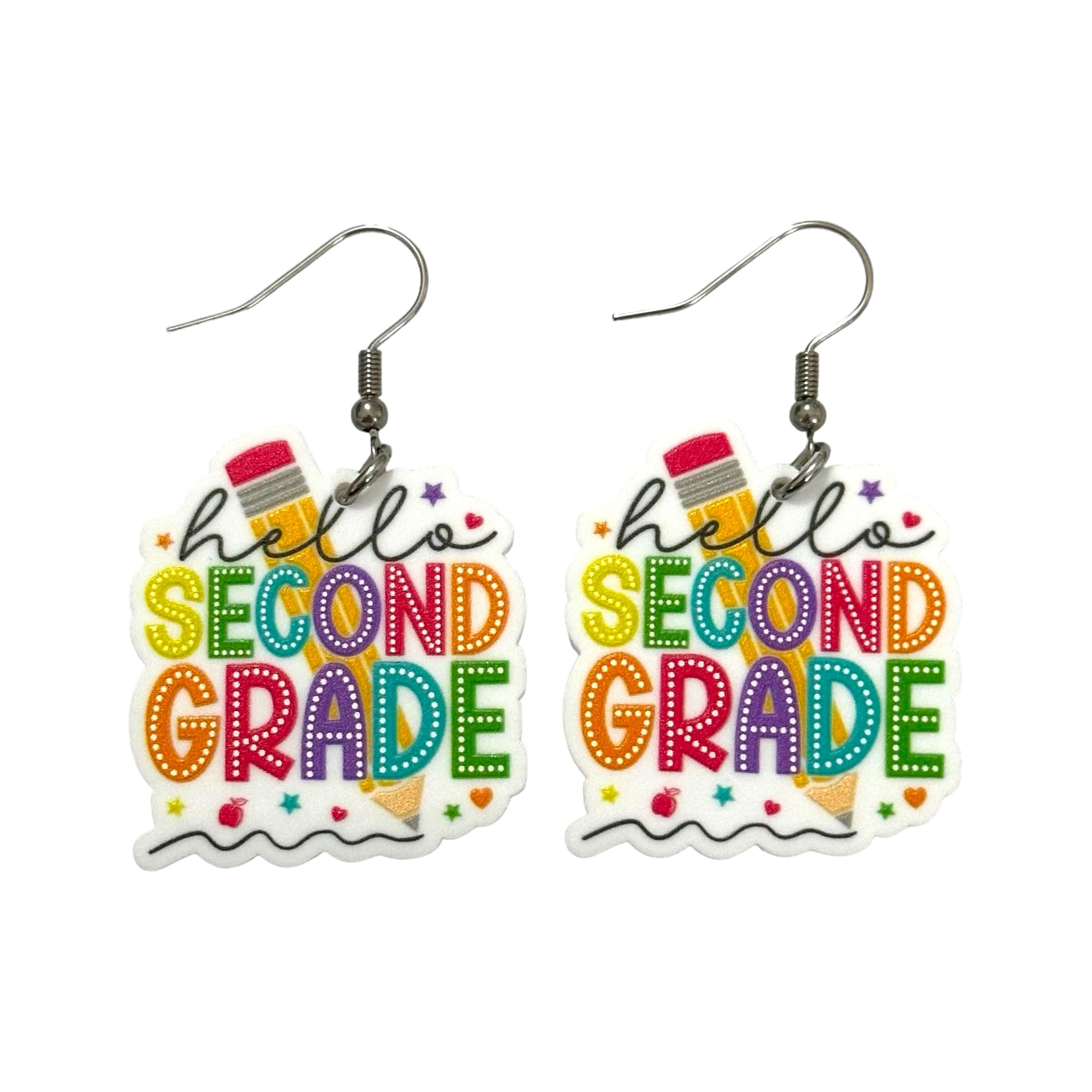 Hello Second Grade Teacher Earrings