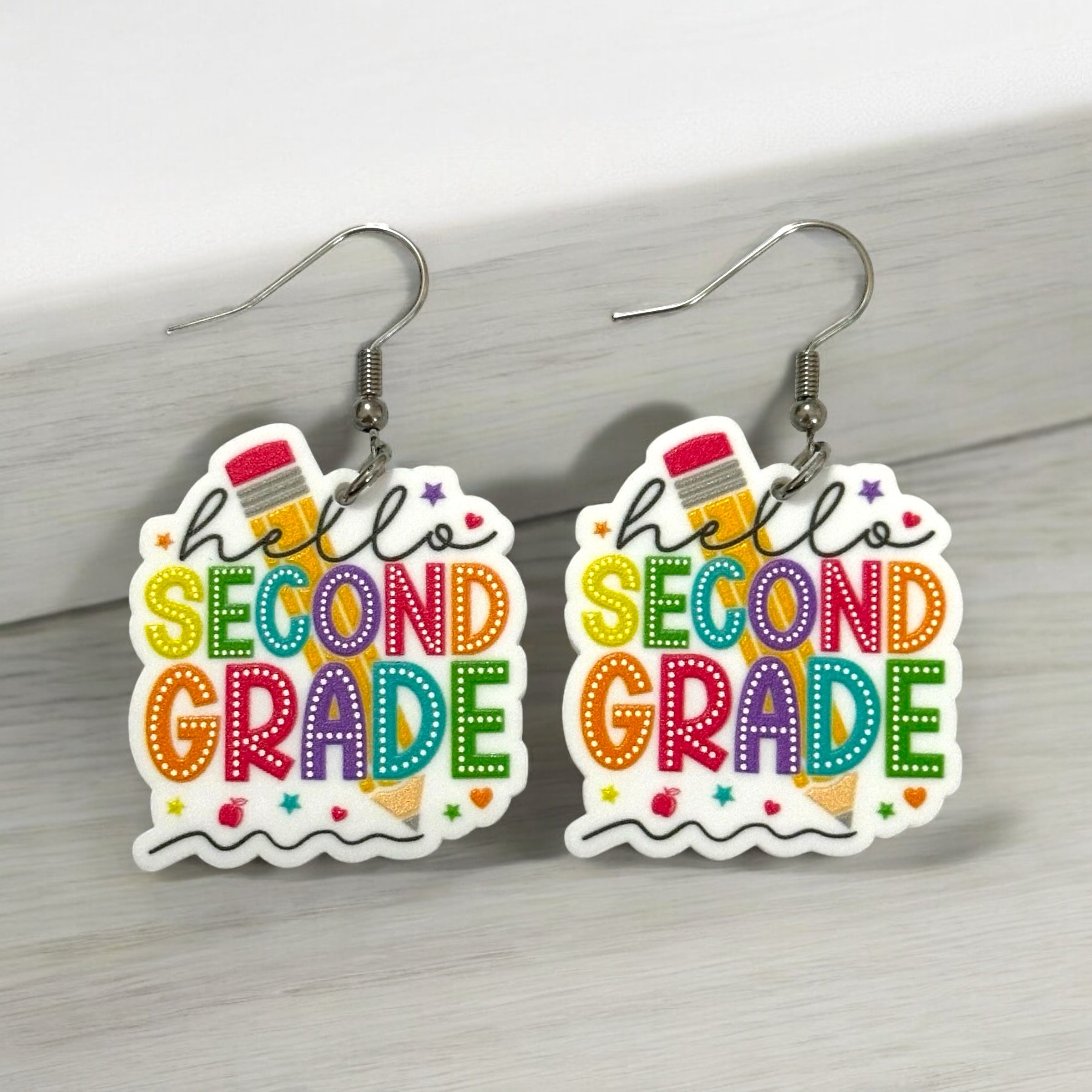 Hello Second Grade Teacher Earrings