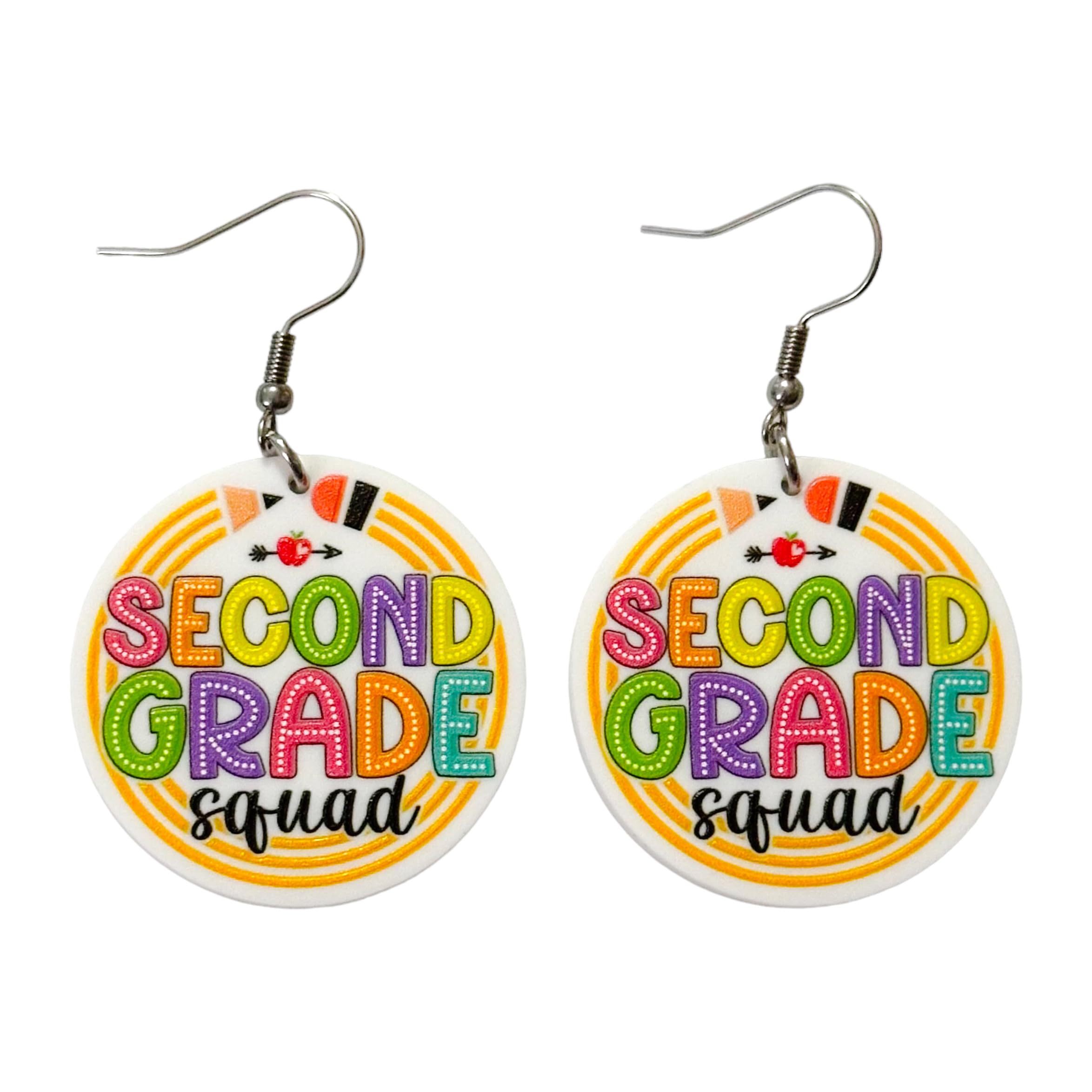 Second Grade Squad Teacher Earrings