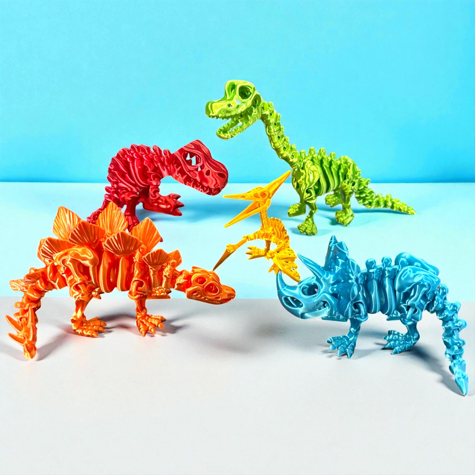 Flexi Factory 5 Piece Dinosaur 3D Printed Set