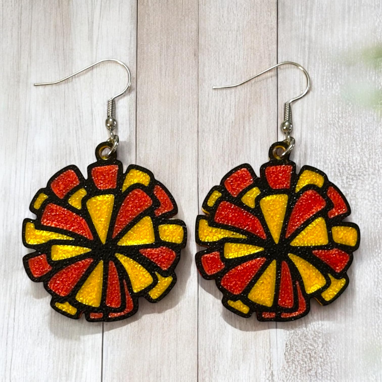 Team Spirit Sports Cheerleading Pom Pom 3D Printed Earrings