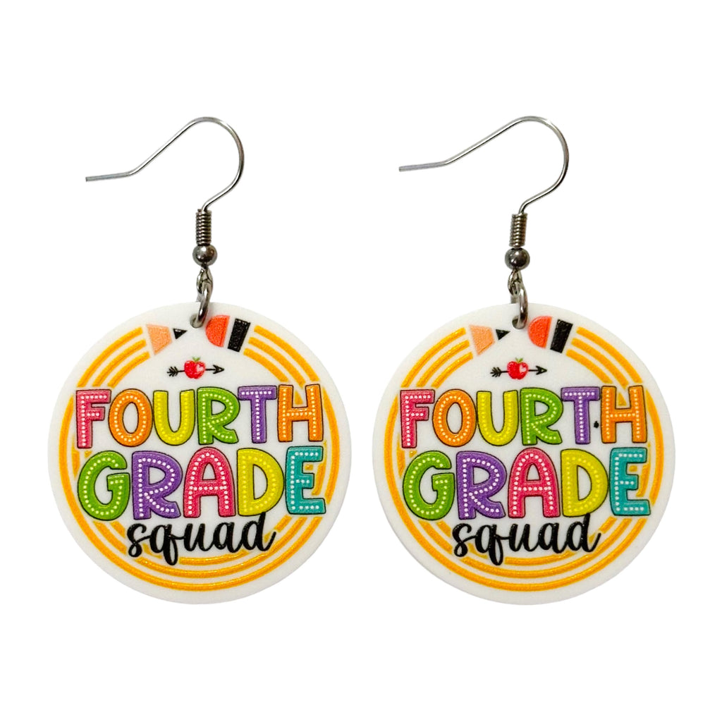 Fourth Grade Squad Teacher Earrings