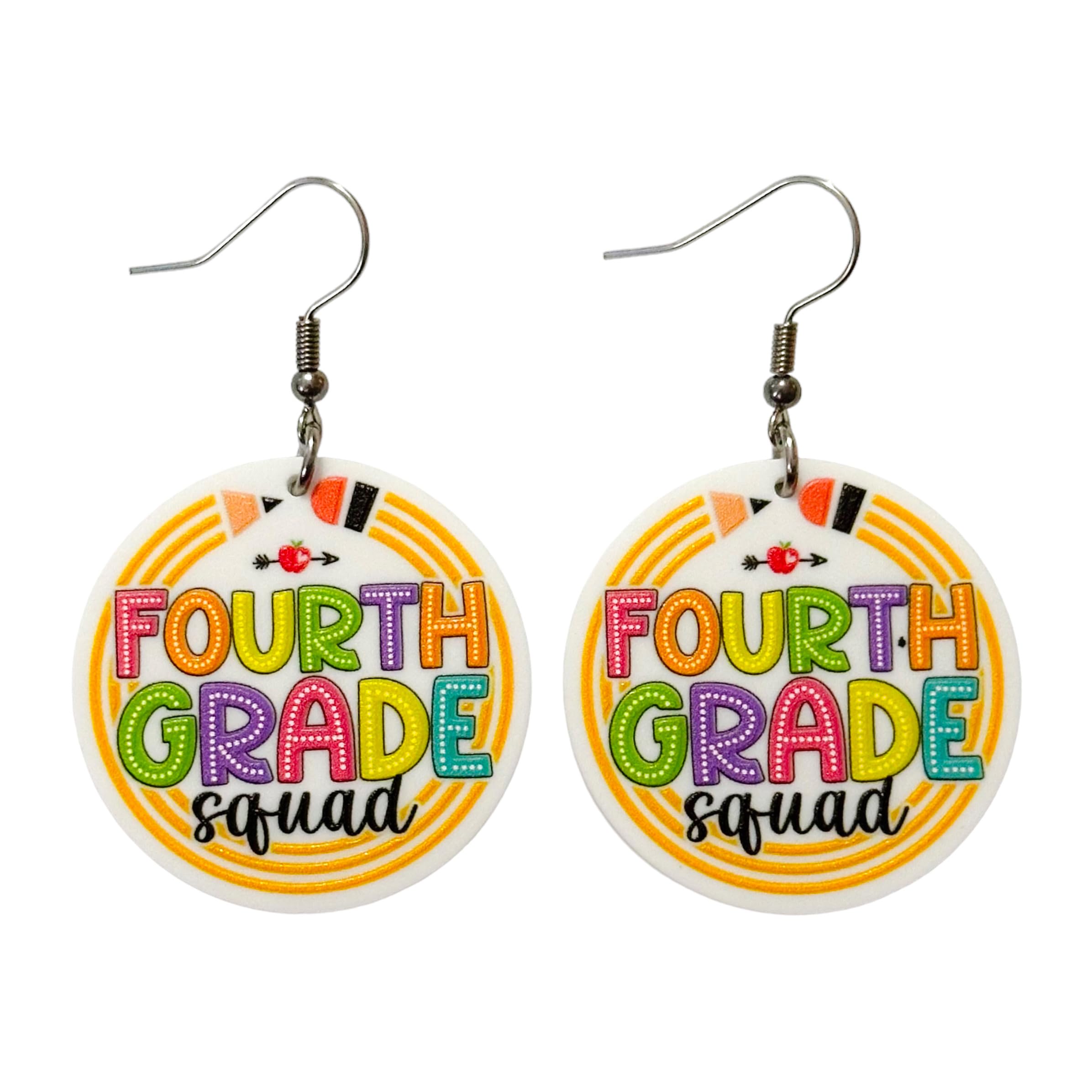 Fourth Grade Squad Teacher Earrings