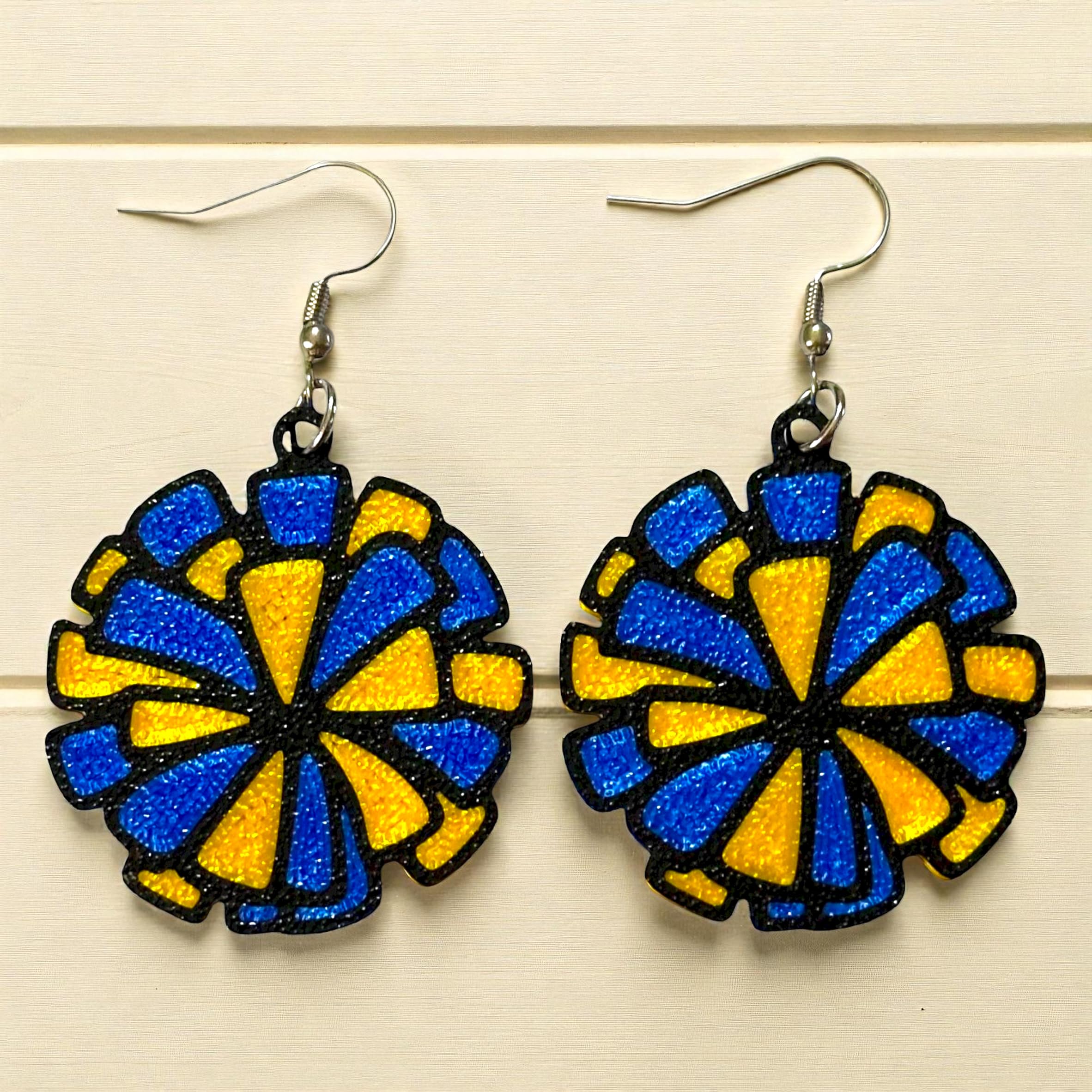 Team Spirit Sports Cheerleading Pom Pom 3D Printed Earrings