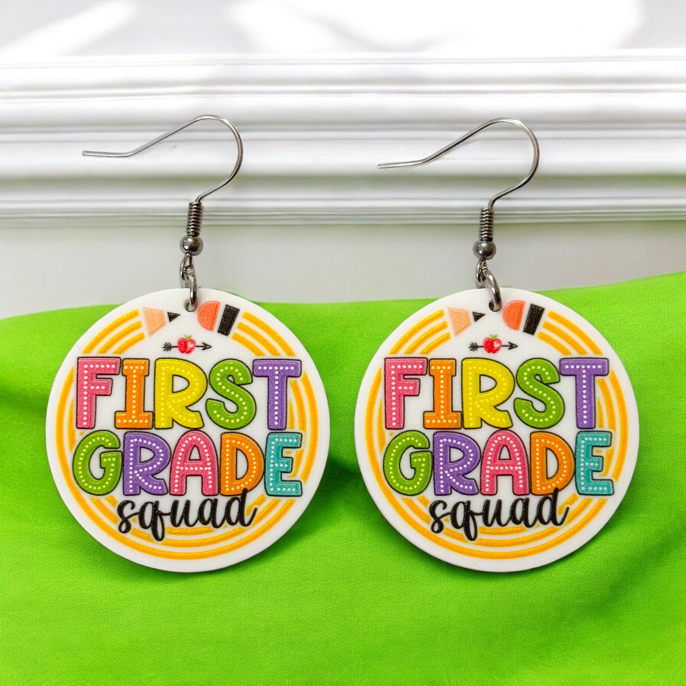 First Grade Squad Teacher Earrings