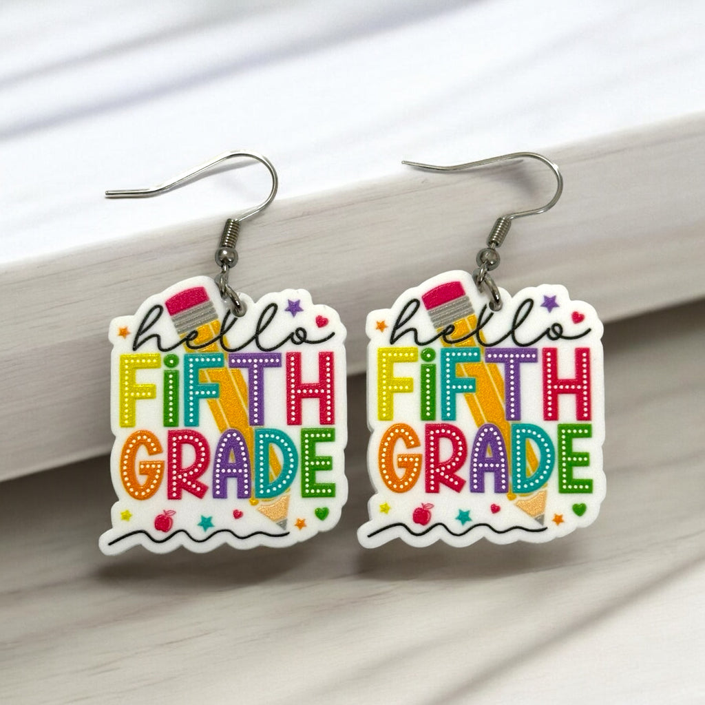 Hello Fifth Grade Teacher Earrings