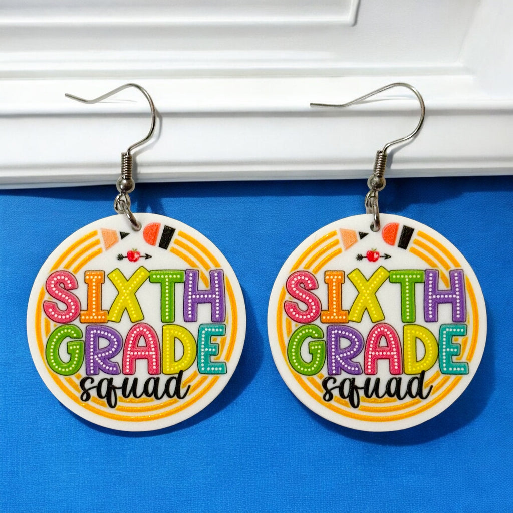 Sixth Grade Squad Teacher Earrings