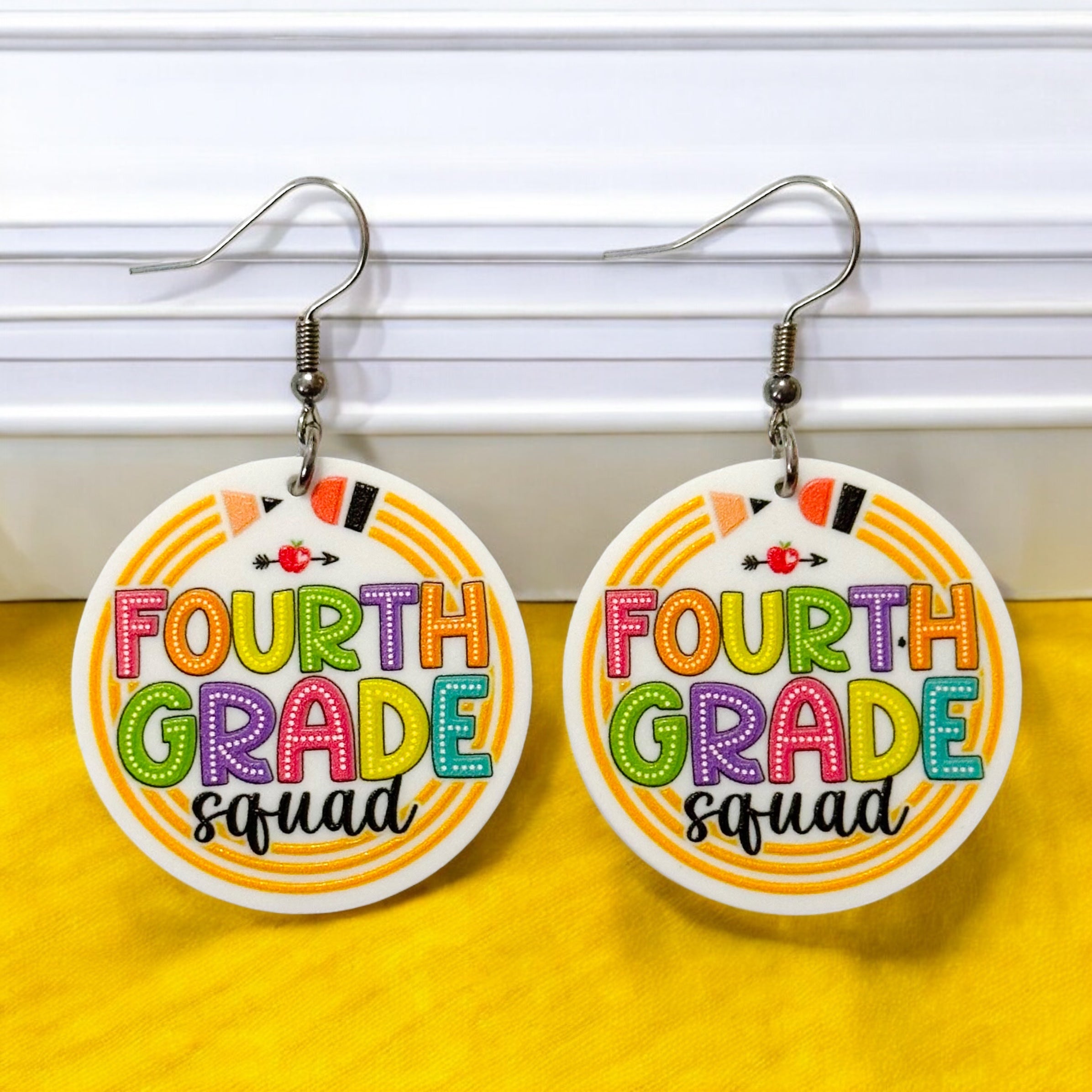 Fourth Grade Squad Teacher Earrings