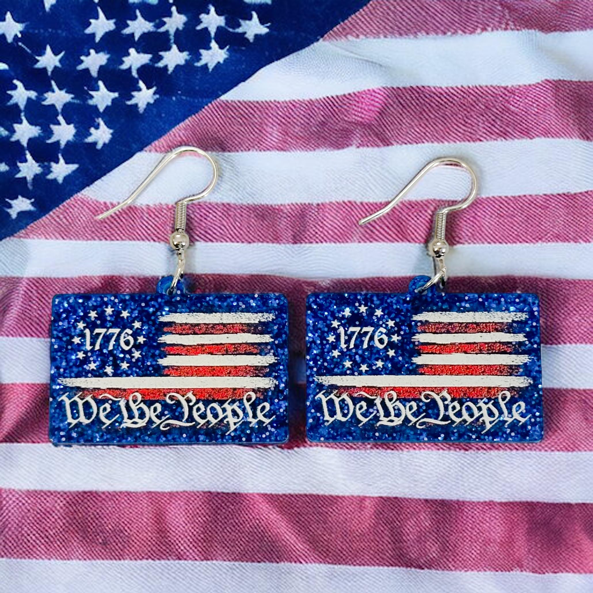 We The People 1776 American Flag Earrings
