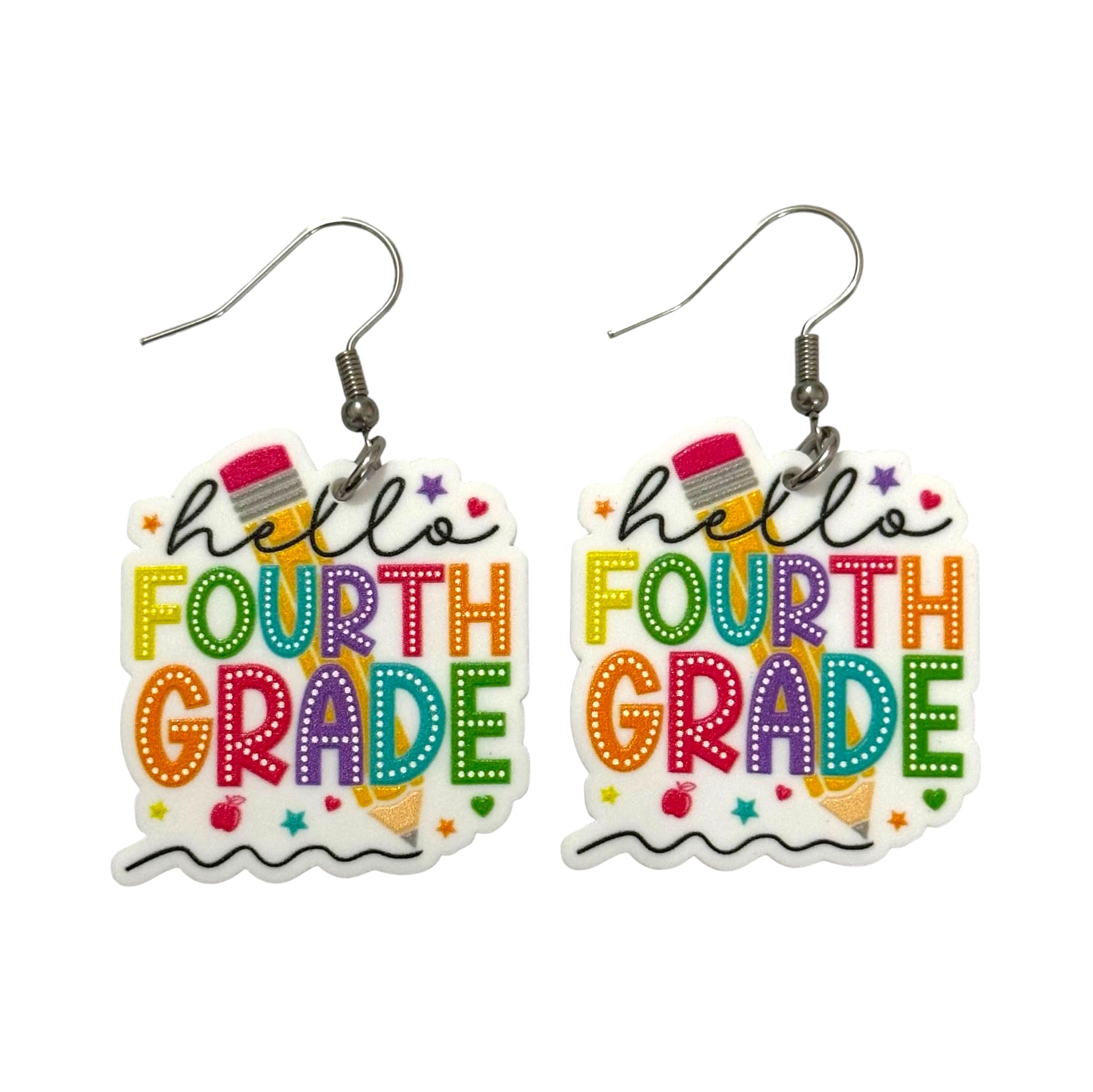 Hello Fourth Grade Teacher Earrings
