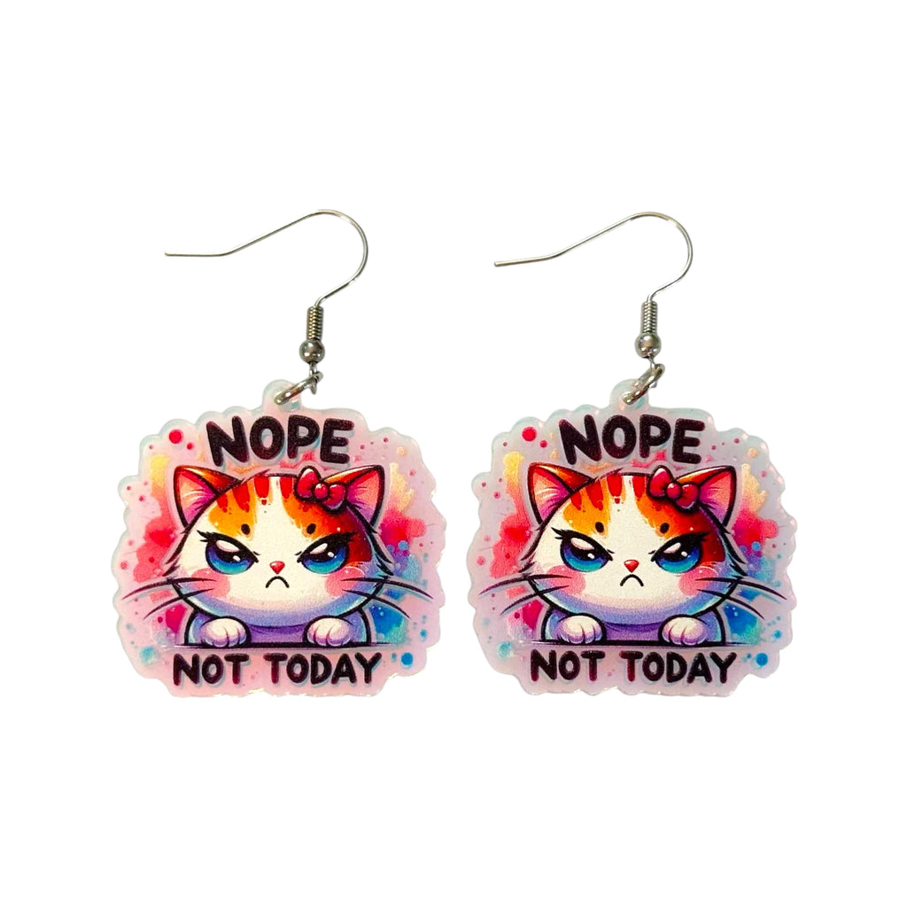 Nope Not Today Cat Earrings