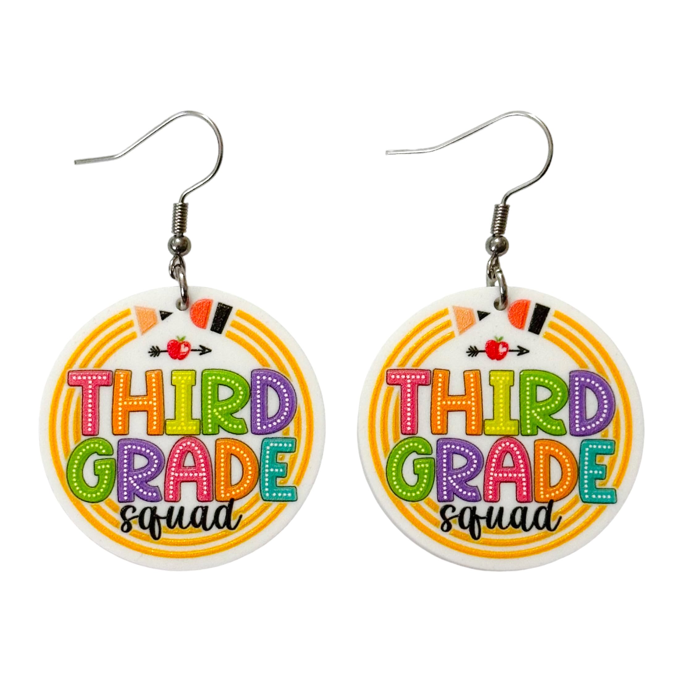 Third Grade Squad Teacher Earrings